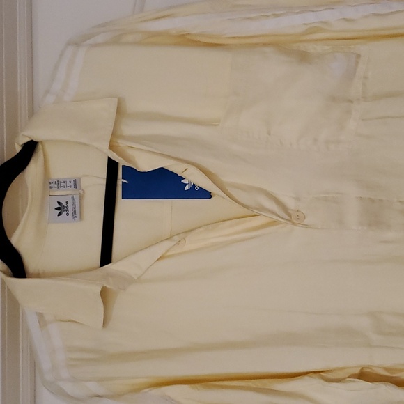 NWT Adidas Satin Yellow Oversized Button Down Shirt Womens Size M - Picture 8 of 11